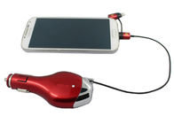 De Autolader van hoge Prestaties Mobiele Telefoons Dubbele Micro USB Intrekbare Kabel