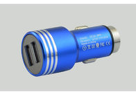 Blauwe Dubbele USB-de Autolader 5V 3100mA van Haven Intrekbare Iphone met Metaalshell